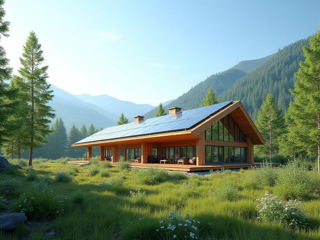 Eco-lodge in pristine natural setting with solar panels